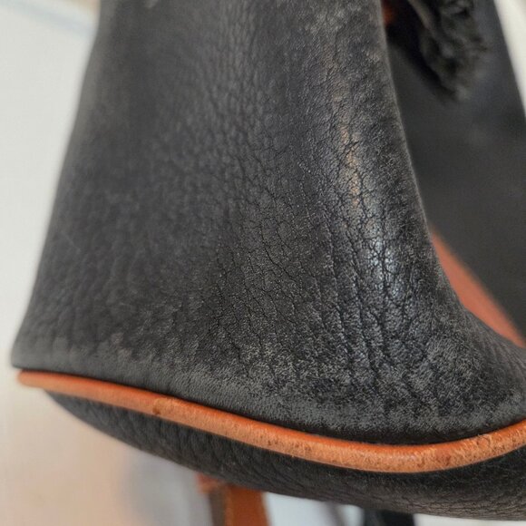 Vintage Dooney & Bourke All Weather Leather Backpack Black Tan No Fob Large - Picture 9 of 16